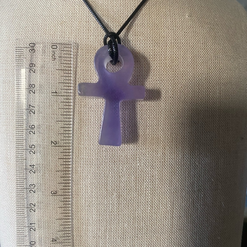 Purple Fluorite Ankh Pendant Necklace - Picture 2 of 2